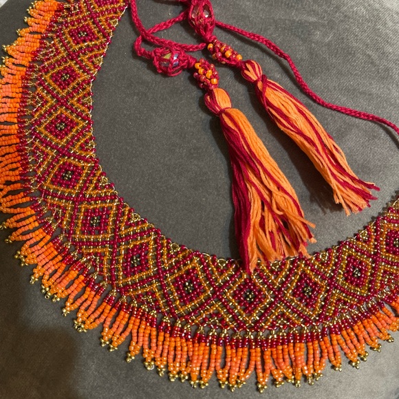 Halyna Other - Ukrainian jewelry Etno necklace Sylanka, glass beads, «Полум’я»-«Flame» handmade